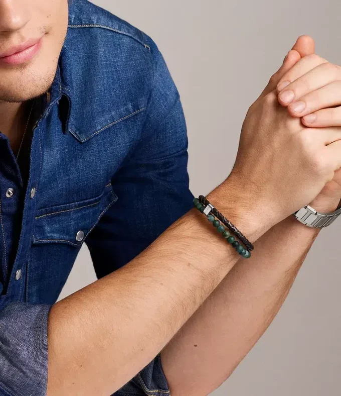 Pulsera de cuero marrón con cuentas Townsman Pulsera de cuero marrón con cuentas Townsman
