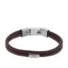 Pulsera de cuero marrón con textura moleteada a máquina y múltiples vueltas Pulsera de cuero marrón con textura moleteada a máquina y múltiples vueltas
