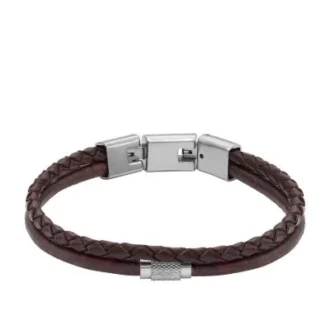 Pulsera de cuero marrón con textura moleteada a máquina y múltiples vueltas
