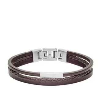 Pulsera de cuero marrón de varias vueltas Townsman