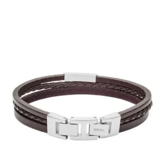 Pulsera de cuero marrón de varias vueltas Townsman