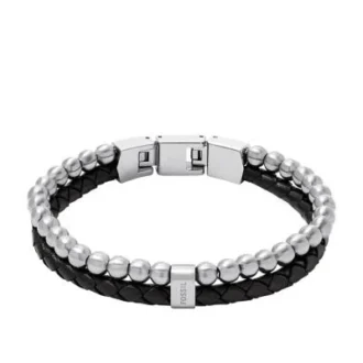Pulsera de cuero negro con cuentas Townsman