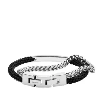 Pulsera de doble vuelta de nailon negro y acero inoxidable Ellis