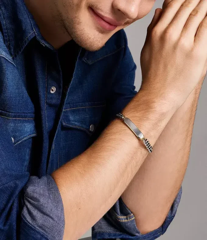 Pulsera de identificación Ellis de acero inoxidable en dos tonos Pulsera de identificación Ellis de acero inoxidable en dos tonos