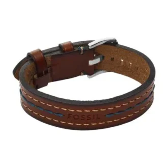 Pulsera Everett con correa de cuero marrón con pespuntes