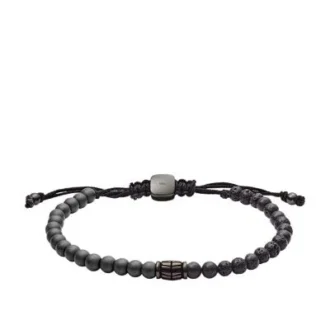 Pulsera Everett de hematita y piedra de lava negra