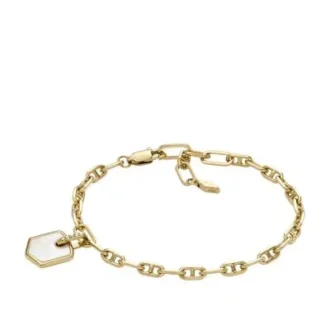 Pulsera Heritage Crest con cadena de latón dorado y nácar