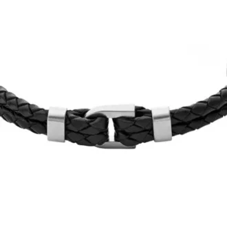 Pulsera Heritage D-Link de cuero negro