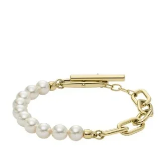 Pulsera Heritage Pearl D-Link de acero inoxidable dorado