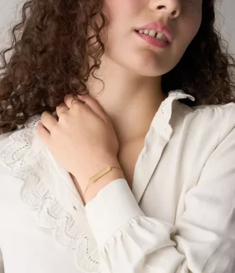 Pulsera identificativa Sadie de acero inoxidable dorado