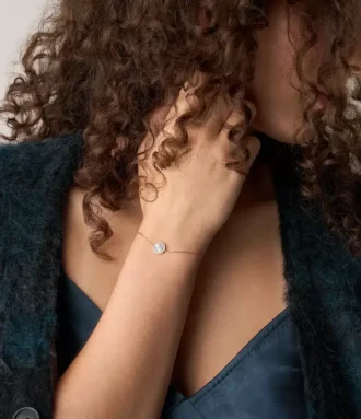 Pulsera Merrit Classic de acero inoxidable en tono oro rosa con nácar