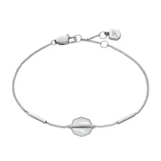 Pulsera Merrit Timeless con nácar y acero inoxidable plateado