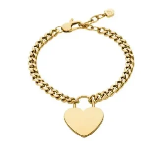 Pulsera Sutton con corazón de acero inoxidable dorado