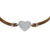 Pulsera Sutton Glitz Heart con correa de cuero marrón Pulsera Sutton Glitz Heart con correa de cuero marrón