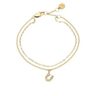 Pulsera Sutton Horseshoe de acero inoxidable dorado con múltiples vueltas