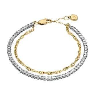 Pulsera tenis Heritage D-Link Glitz de acero inoxidable en dos tonos