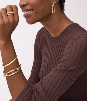 Pulsera tipo esclava Harlow Linear Texture en acero inoxidable dorado