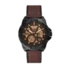 Reloj Bronson automático con correa de cuero marrón LiteHide™