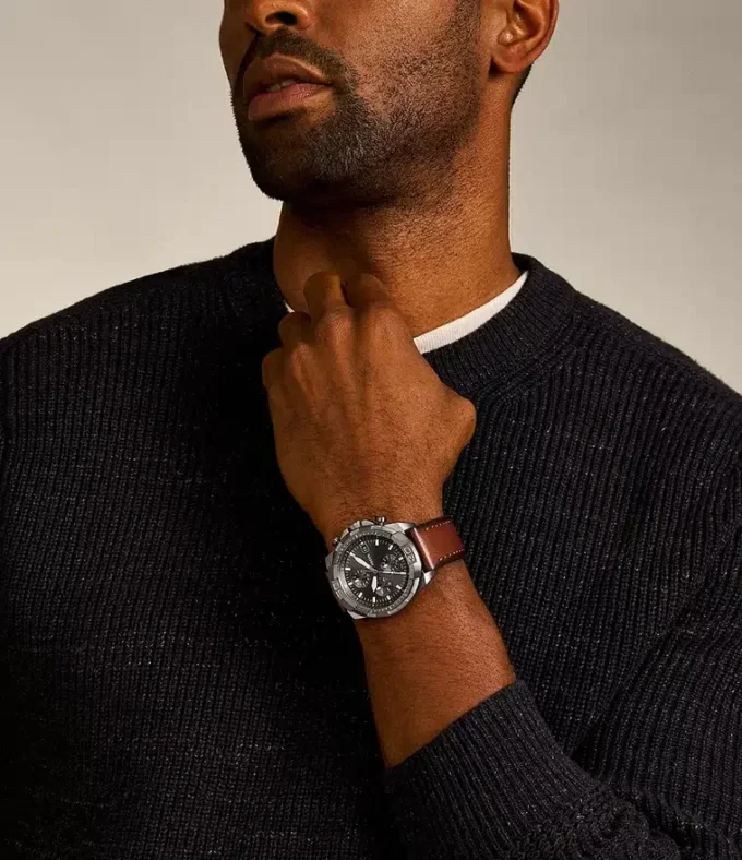 Reloj Bronson Chronograph marrón con correa de piel LiteHide™ Reloj Bronson Chronograph marrón con correa de piel LiteHide™