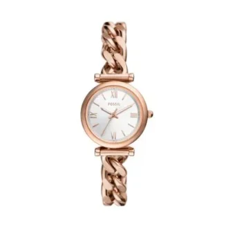 Reloj Carlie de acero inoxidable tono oro rosa con tres agujas