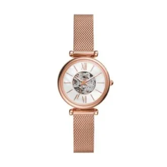 Reloj Carlie Mini automático con malla de acero inoxidable en tono oro rosa