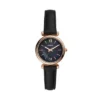 Reloj Carlie Mini de tres agujas con correa de cuero negro Reloj Carlie Mini de tres agujas con correa de cuero negro