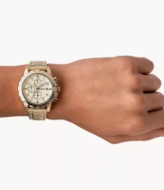 Reloj cronógrafo Dean de acero inoxidable dorado