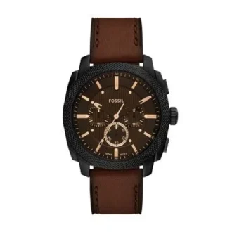 Reloj cronógrafo Machine con correa de cuero marrón