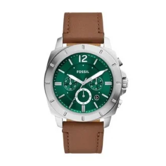 Reloj cronógrafo Privateer con correa de cuero marrón