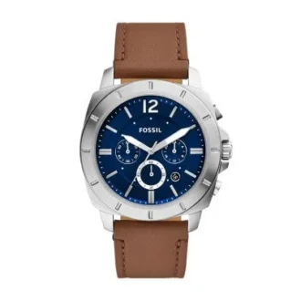 Reloj cronógrafo Privateer con correa de cuero marrón