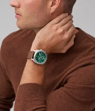Reloj cronógrafo Privateer con correa de cuero marrón