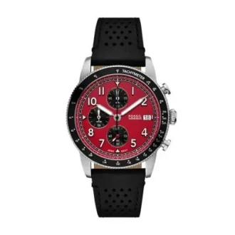 Reloj cronógrafo Sport Tourer de cuero negro