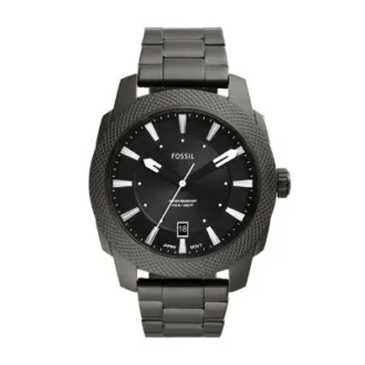 Reloj de acero inoxidable con tres agujas y fecha, acabado ahumado