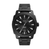 Reloj de acero inoxidable negro con tres agujas y fecha