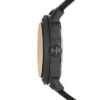 Reloj de cuero LiteHide™ marrón oscuro con tres agujas y fecha