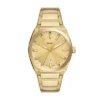 Reloj Everett de acero inoxidable dorado con tres agujas y fecha