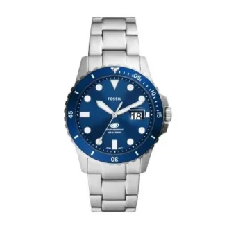 Reloj Fossil Blue Dive de acero inoxidable con tres agujas y fecha