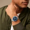 Reloj Fossil Blue Dive de acero inoxidable con tres agujas y fecha