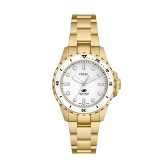 Reloj Fossil Blue Dive de acero inoxidable dorado con tres agujas