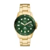 Reloj Fossil Blue Dive de tres agujas con fecha, acero inoxidable dorado