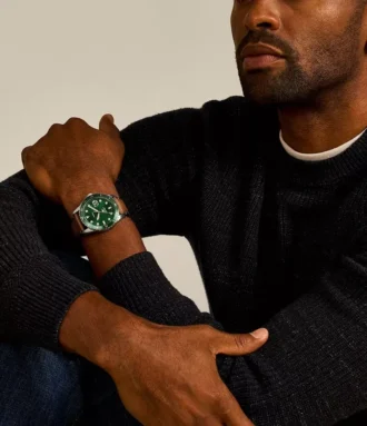 Reloj Fossil Blue Dive de tres agujas con fecha y correa de cuero LiteHide™ color tostado