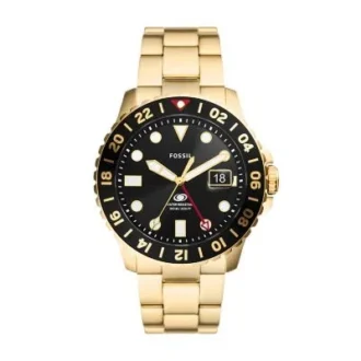 Reloj Fossil Blue GMT de acero inoxidable dorado