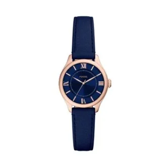 Reloj Gilmore de tres agujas con correa de cuero azul marino