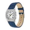 Reloj Harlow de tres agujas con correa de piel de cocodrilo azul marino