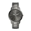 Reloj minimalista de acero inoxidable con tres agujas y acabado ahumado