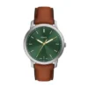 Reloj minimalista de tres agujas con correa de cuero marrón