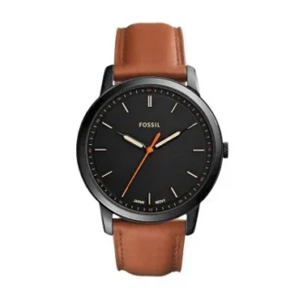 Reloj minimalista y fino de tres agujas con correa de cuero marrón claro