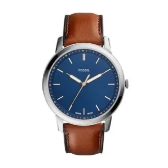Reloj minimalista y fino de tres agujas con correa de cuero marrón claro