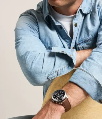 Reloj multifunción Bennett de cuero marrón Reloj multifunción Bennett de cuero marrón