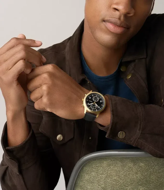 Reloj multifunción Bennett de cuero negro Reloj multifunción Bennett de cuero negro